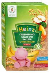 Хайнц кашка  Пшенично-овсяная с фруктиками с 6 мес 250г