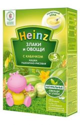 Хайнц Злаки и овощи. Овощная рисово-пшеничная с кабачком кашка с 8 мес 200г