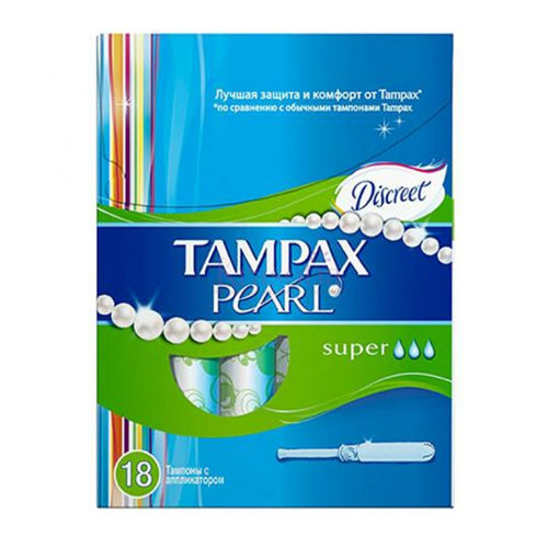 Tampax Тампоны Дискрит Перл с аппликатором супер №18 (Tampax