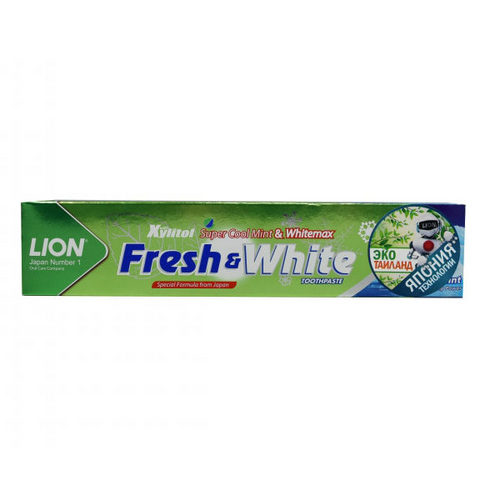 Lion Thailand Паста зубная отбеливающая супер прохладная мята Fresh & White 160 г (Lion Thailand