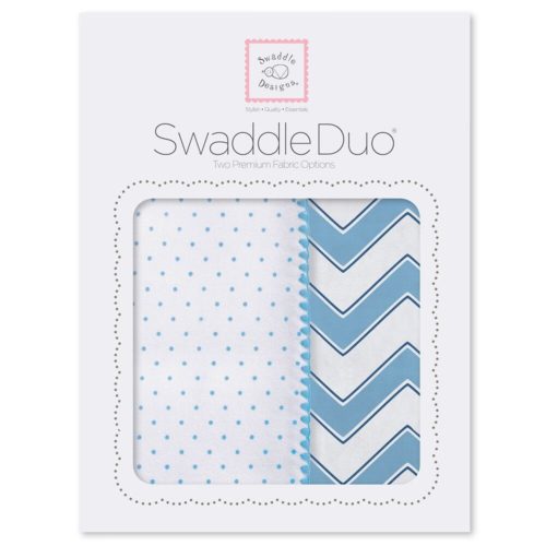 Фото товара Набор пеленок SwaddleDesigns Swaddle Duo Blue Classic Chevron