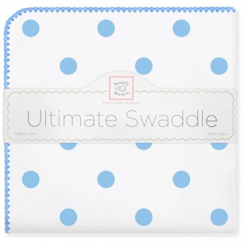 Фото товара Фланелевая пеленка для новорожденного SwaddleDesigns Swaddle Ultimate Big Dots Blue