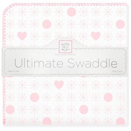 Фото товара Фланелевая пеленка для новорожденного SwaddleDesigns Swaddle Ultimate Jax & Hearts Pink