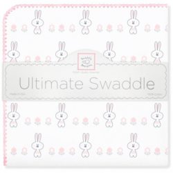 Фото товара Фланелевая пеленка для новорожденного SwaddleDesigns Ultimate Garden Bunnie Pink