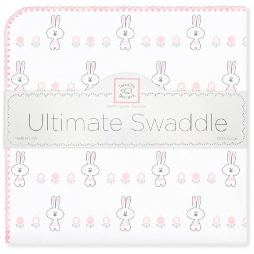 Фото товара Фланелевая пеленка для новорожденного SwaddleDesigns Ultimate Garden Bunnie Pink