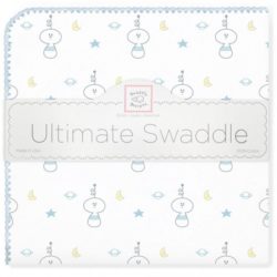 Фото товара Фланелевая пеленка для новорожденного SwaddleDesigns Ultimate Space Friend Blue