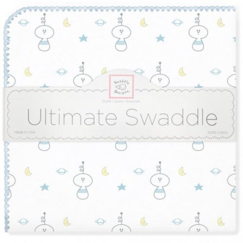 Фото товара Фланелевая пеленка для новорожденного SwaddleDesigns Ultimate Space Friend Blue